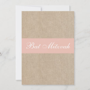Shabby Chic Peach Burlap Bat Mitzvah Uitnodiging