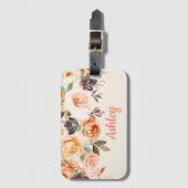 Shabby Chic Peach Floral Bagagelabel (Voorkant (verticaal))