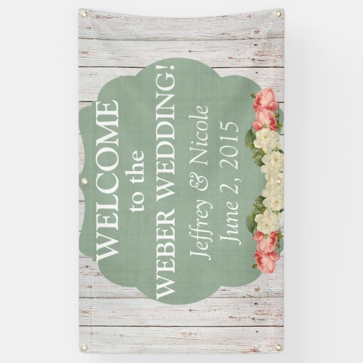 Shabby Chic Personalized Custom Wedding Banner (Verticaal)