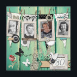 Shabby Chic Photo 80th Birthday Party Invitation<br><div class="desc">Shabby Chic Photo 80th Birthday Party Invitation sur bois vert rustique arrière - plan</div>