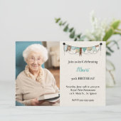 Shabby Chic Photo 90th Birthday Party Invitation (Debout devant)