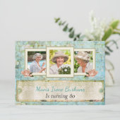 Shabby Chic Photo Anniversaire Fête Invitation (Debout devant)