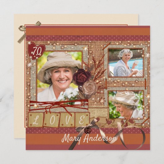 Shabby Chic Photo Anniversaire Fête Invitation (Devant / Derrière)