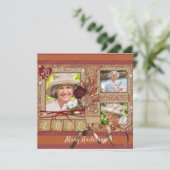 Shabby Chic Photo Anniversaire Fête Invitation (Debout devant)