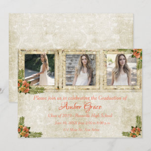 Shabby Chic Photo Graduation Party Invitation