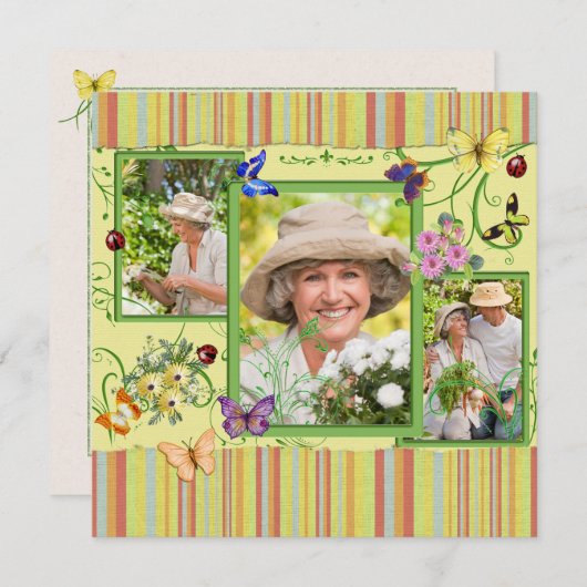 Shabby Chic Photo Invitation à la fête d'anniversa (Devant / Derrière)