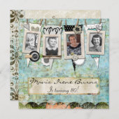 Shabby Chic Photo Invitation à la fête du 80e anni (Devant / Derrière)