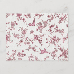 Shabby Chic Pink Birds Floral Pattern Briefkaart