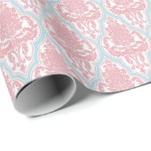 Shabby Chic Pink & Blue Damask Cadeaupapier (Rol Hoek)