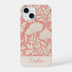 Shabby Chic Pink & Cream Bloemen gepersonaliseerd iPhone 15 Hoesje