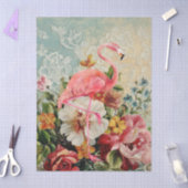 Shabby Chic Pink Flamingo Bloemen Decoupage Tissuepapier (Craft)