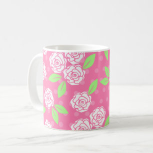 Shabby Chic Pink Green Floral Feminine Koffiemok