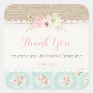 Shabby Chic Pink & Mint Vierkante Sticker
