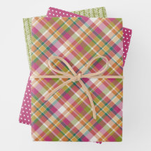 Shabby Chic Pink Oranje Green White Gingham