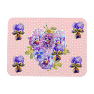 Shabby Chic Pink Pansy Floral Pink Magnet Magneet
