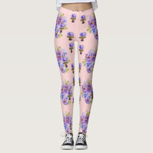 Shabby Chic Pink Point Pansy Leggings floraux