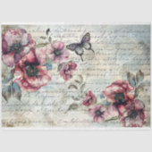 Shabby Chic Pink Poppies & Butterfly Decoupage Tissuepapier (Voorkant)