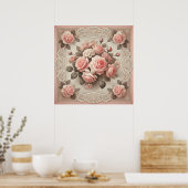  Shabby Chic Pink Rose Bloemen Poster (Keuken)