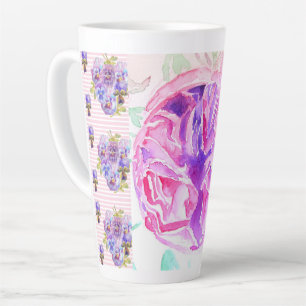 Shabby Chic Pink Rose Bloemen Spot Rozen Latte Mok