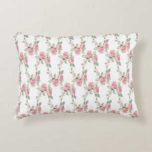 Shabby Chic Pink Rose Floral Accent Kussen