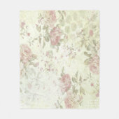 Shabby Chic Pink Rose Floral Fleece Deken (Voorkant)