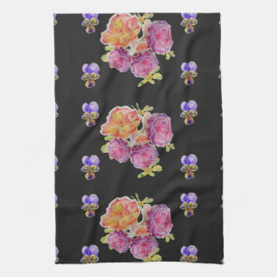 Shabby Chic Pink Rose Floral Kitchen Tea Towel Theedoek