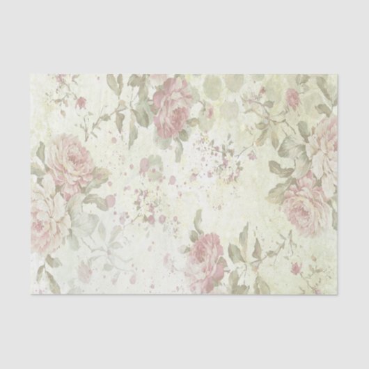 Shabby Chic Pink Rose Floral Tissuepapier (Voorkant)