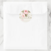 Shabby Chic Pink Roses Personalized To and From Ronde Sticker (Tas)