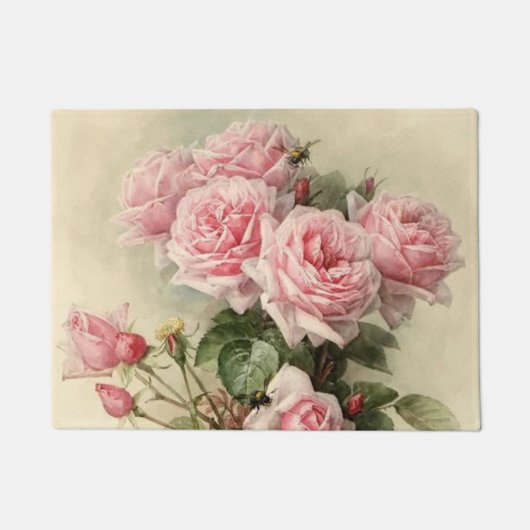 Shabby Chic Pink Victoriaans Rozen Deurmat (Voorkant)