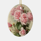 Shabby Chic Pink Victoriaans Rozen Keramisch Ornament (Rechts)