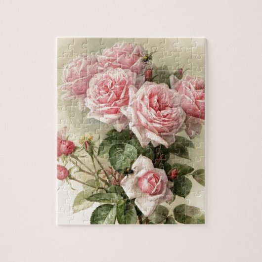 Shabby Chic Pink Victoriaans Rozen Legpuzzel (Verticaal)