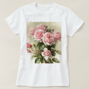 Shabby Chic Pink Victoriaans Rozen T-shirt
