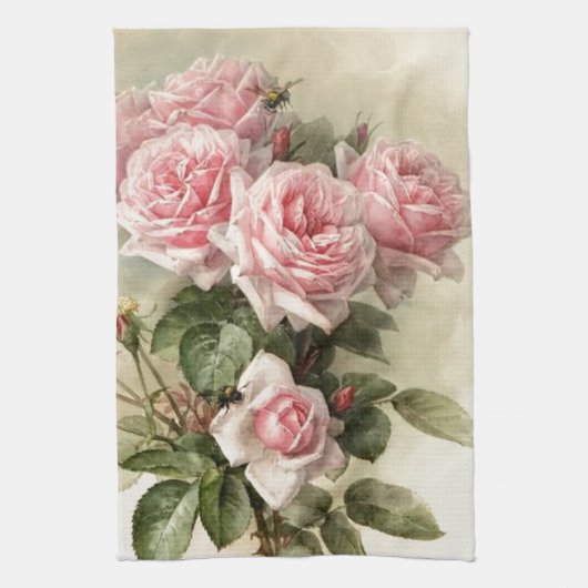 Shabby Chic Pink Victoriaans Rozen Theedoek (Verticaal)