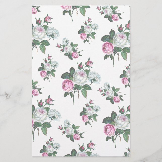  Shabby Chic Pink White Roses Pattern (Voorkant)