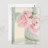 Shabby Chic Pitcher of Pink Flowers Briefkaart (Voorkant / Achterkant)