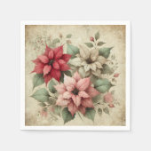 Shabby Chic Poinsettias op linnen Decoupage servet (Voorkant)