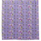 Shabby Chic Purple Pansy Floral Dot Douche Rideau (Devant)
