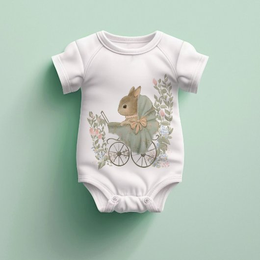 Shabby Chic Rabbit Baby Bodysuit