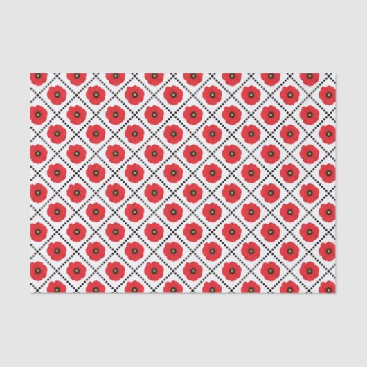 Shabby Chic Red, Black & White Poppies Floral Tissuepapier (Voorkant)