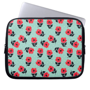 Shabby Chic Red Flowers Patroon Laptop Sleeve