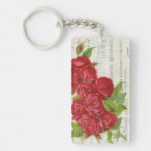  Shabby Chic Red Roses Antiek script Sleutelhanger (Voorkant)