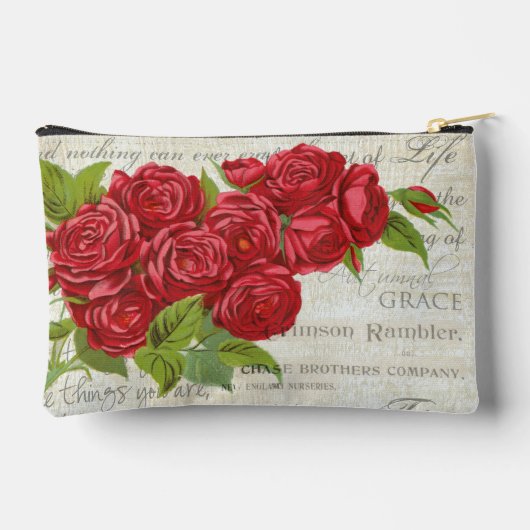 Shabby Chic Red Roses op Antiek script Etui (Achterkant)