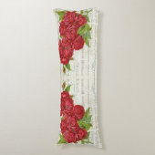  Shabby Chic Red Roses op Antiek script Lichaamskussen (Voorkant Verticaal)