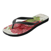  Shabby Chic Red Roses op Antiek script Teenslippers (Schuin)