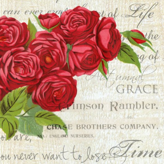  Shabby Chic Red Roses op Antiek script Tegeltje