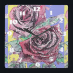 Shabby Chic Red Roses Rose Art Ladies Room Horloge<br><div class="desc">Shabby Chic Red Roses Rose Art Ladies Room Horloge. Conçu à partir de mon aquarelle originale.</div>