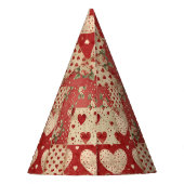 Shabby Chic Rood Patchwork Patroon Feesthoedjes (Achterkant)