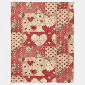 Shabby Chic Rood Patchwork Patroon Fleece Deken (Voorkant)