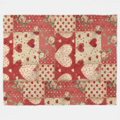 Shabby Chic Rood Patchwork Patroon Fleece Deken (Voorkant (Horizontaal))