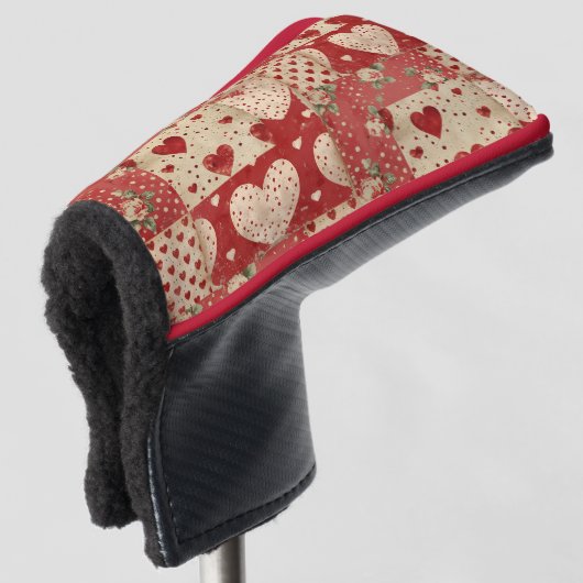 Shabby Chic Rood Patchwork Patroon Golfheadcover (3/4 voorkant)